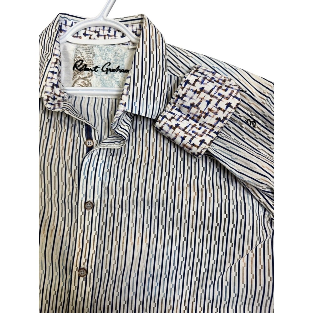 Robert Graham Mens Button Down Shirt Contrast Sleeve Sz XL Casual Office